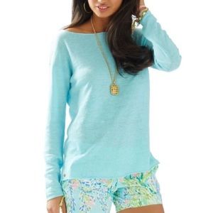 Lilly Pulitzer Alana Linen Blue Sweater